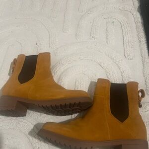 Cole Haan Mustard Suede Ankle Boots